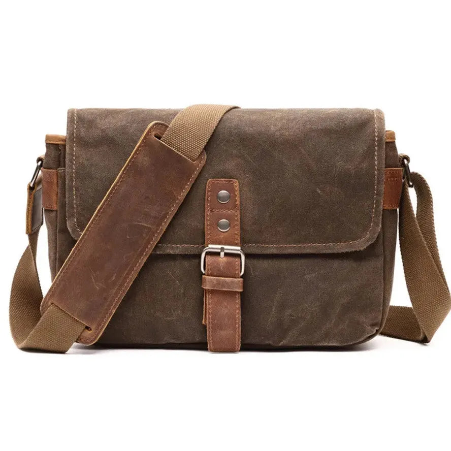 KTX-843731 Waterproof Oil Wax Canvas DSLR Camera Bag - Retro Style Microsingle Shoulder Bag