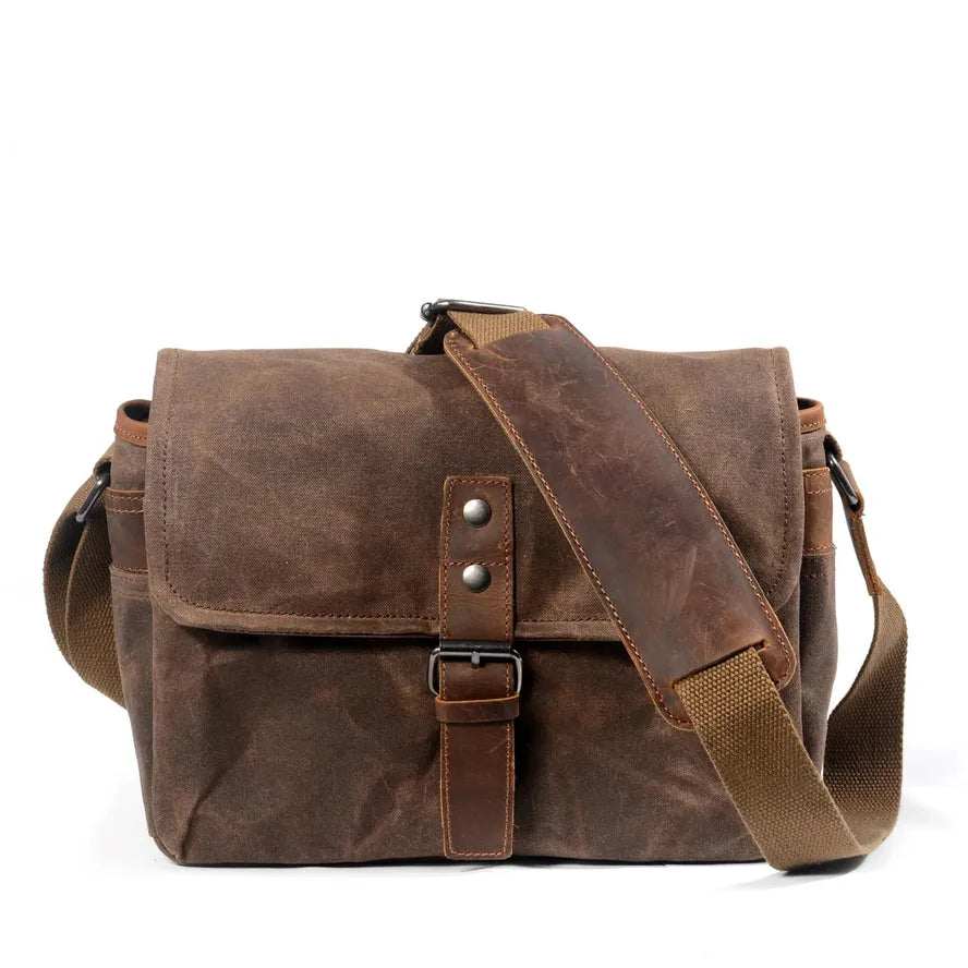 KTX-843731 Waterproof Oil Wax Canvas DSLR Camera Bag - Retro Style Microsingle Shoulder Bag