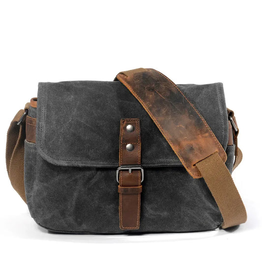 KTX-843731 Waterproof Oil Wax Canvas DSLR Camera Bag - Retro Style Microsingle Shoulder Bag