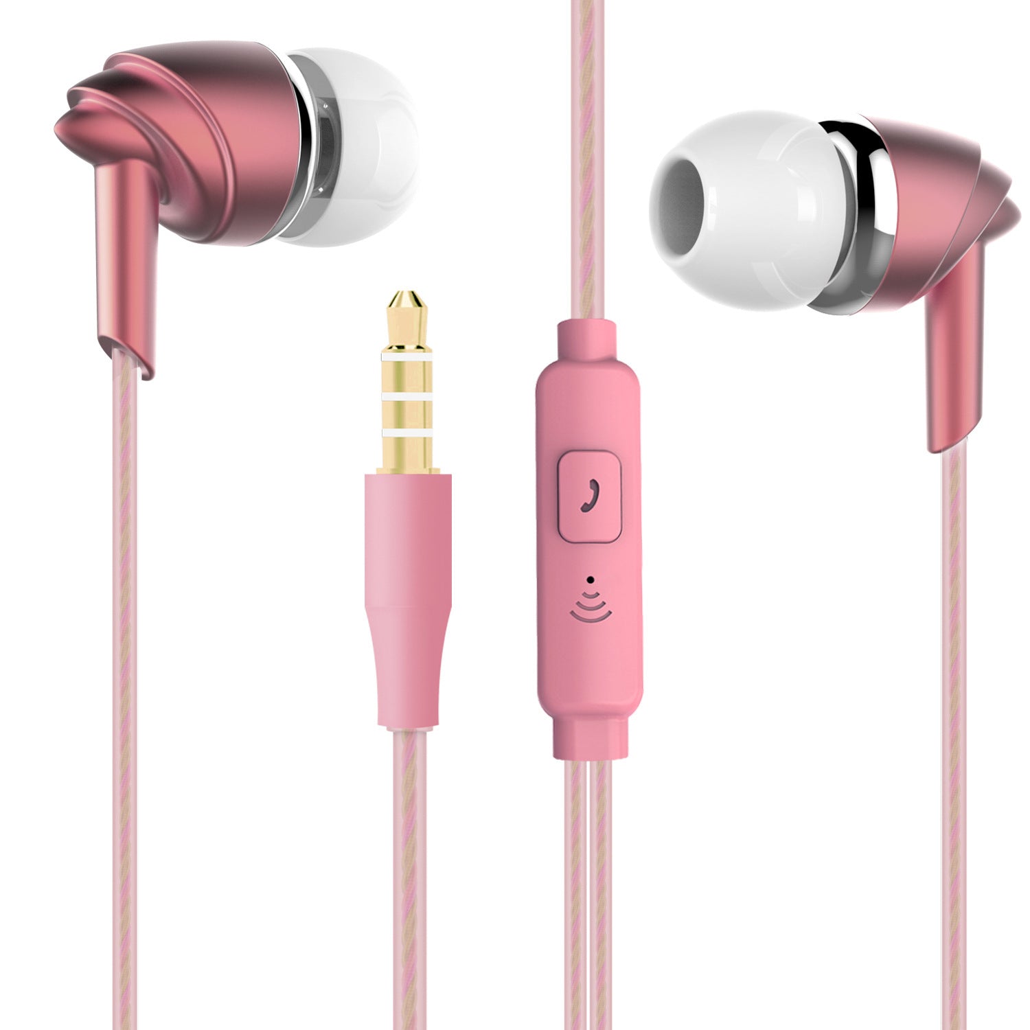 KTX-029587 Universal In-Ear Subwoofer Earplugs with Wired Connectivity for Android, iOS, and WindowsMobile – Available in Gold, Rose Gold, and Silver