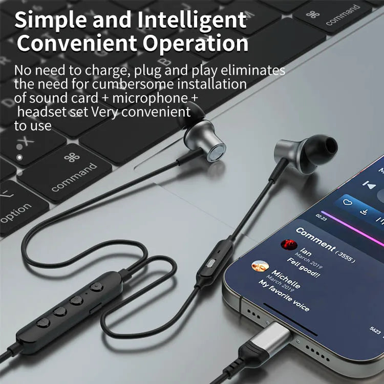KTX-000851 Wired In-Ear Microphone Earphones for Live Broadcast, K-Song, Singing, and Gaming