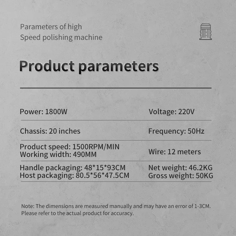 KTX-437715 Multi-Function 20 Inch Floor Polishing Machine with Single Brush - Manual Floor Scrubber for Industrial Use