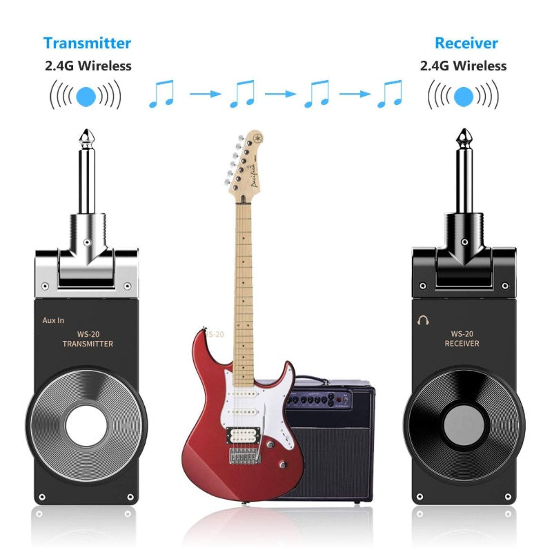 KTX-535123 Wireless Guitar and Instrument Transmitter Receiver System, 2.4GHz Transmission, 30M Range, 105dB Dynamic Range, Plug and Play