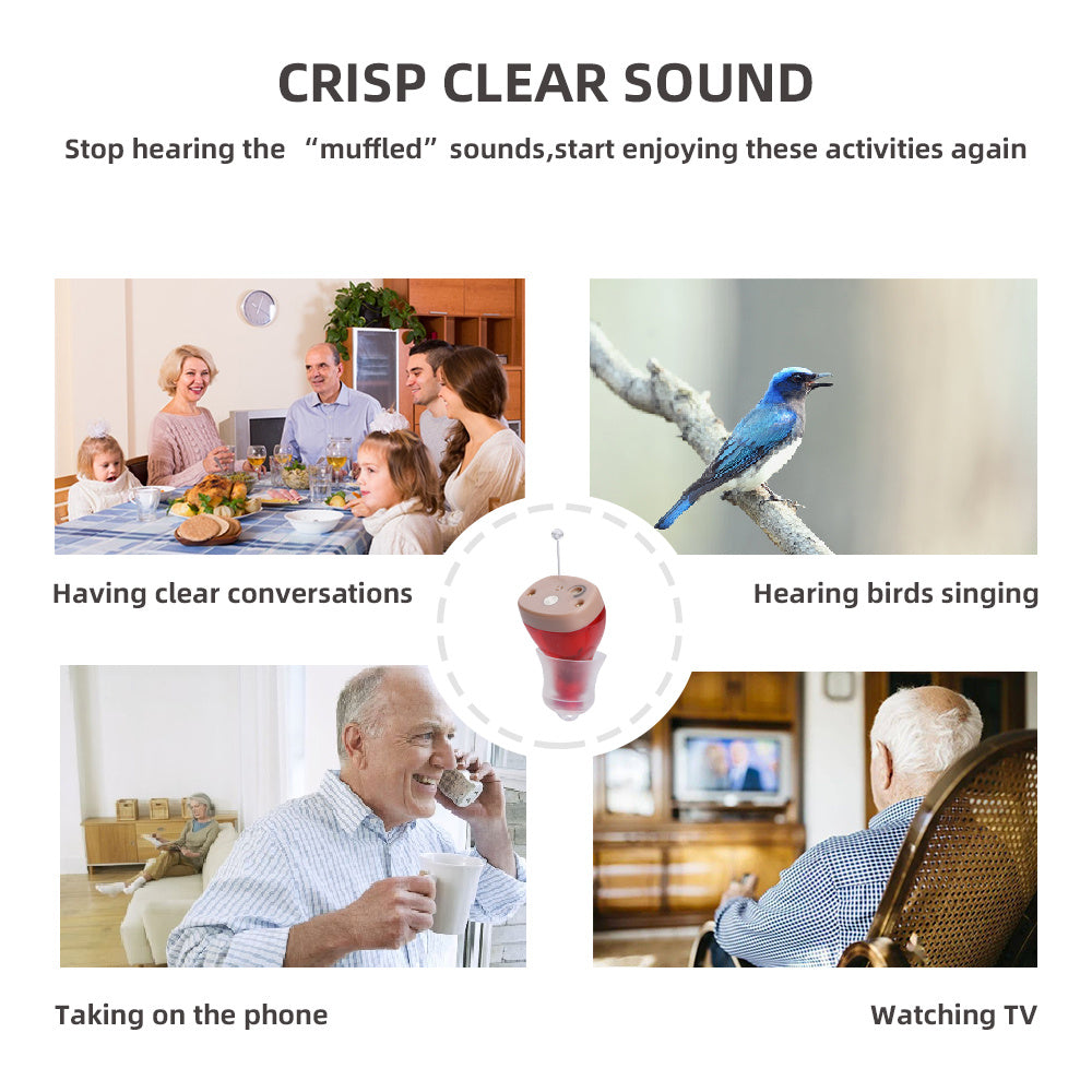 KTX-355475 Rechargeable Mini Digital Hearing Amplifier for Seniors and Adults with Adjustable Volume and Portable Charging Case