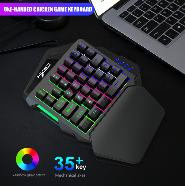 KTX-434515 Compact One-Handed Gaming Keyboard and Mouse Set - V100 Mini Portable Gaming Controller