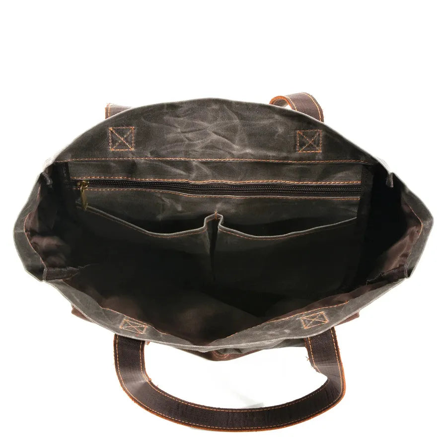 KTX-938771 Vintage Waxed Canvas Leather Shoulder Bag in Green, Grey, and Black - Eco-Friendly Daily Use Armpit Bag