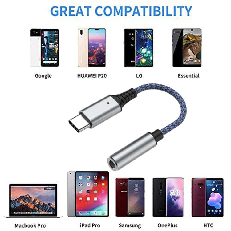 KTX-505875 USB-C to 3.5mm Aux Headphone Jack Adapter for Pixel, Samsung, OnePlus, iPad