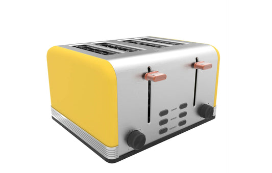 KTX-485459 4-Slice Retro Electric Toaster with LED Display and Stainless Steel Finish