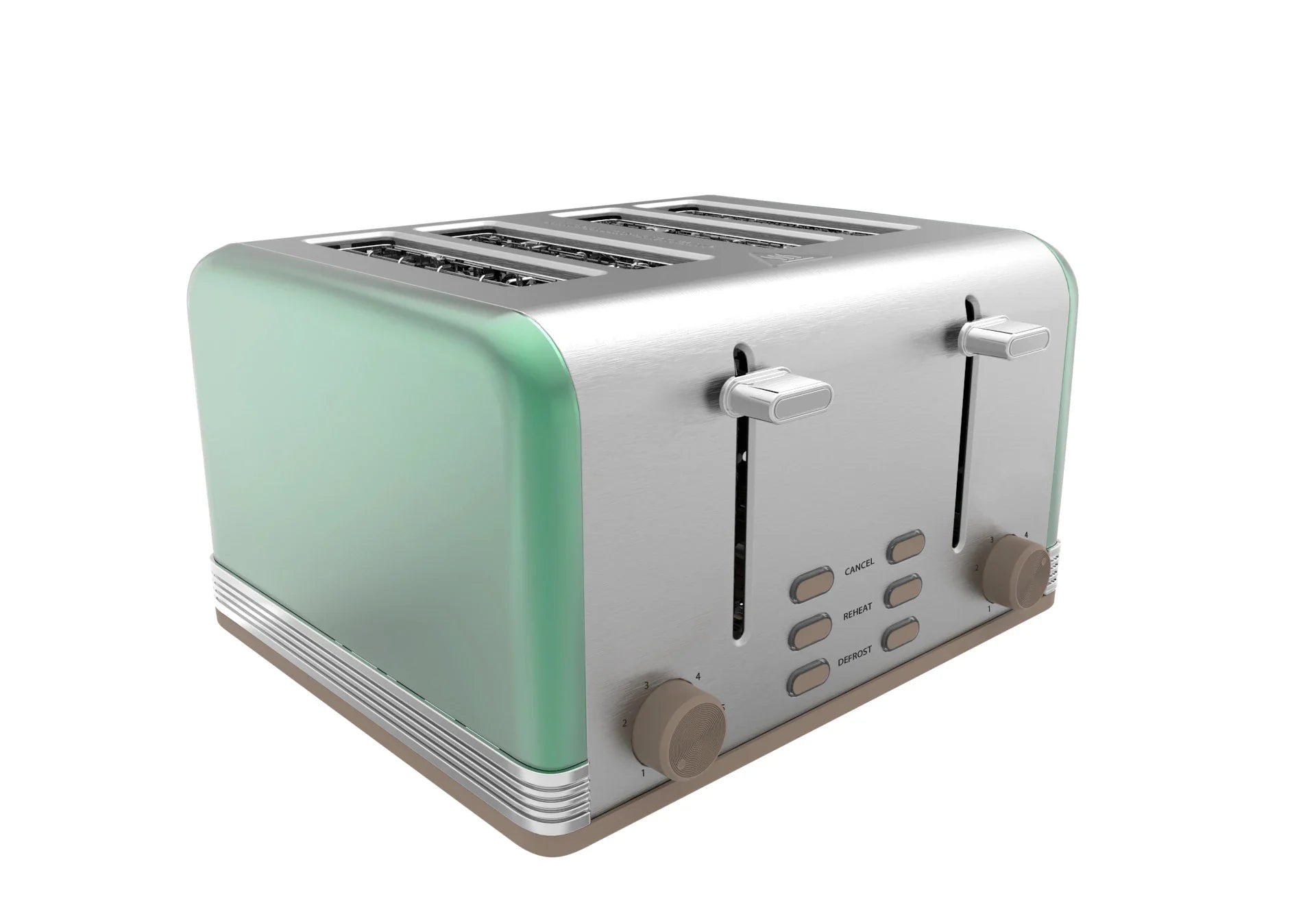 KTX-485459 4-Slice Retro Electric Toaster with LED Display and Stainless Steel Finish