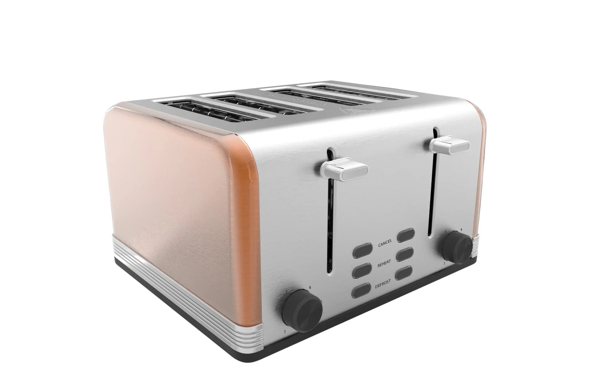 KTX-485459 4-Slice Retro Electric Toaster with LED Display and Stainless Steel Finish