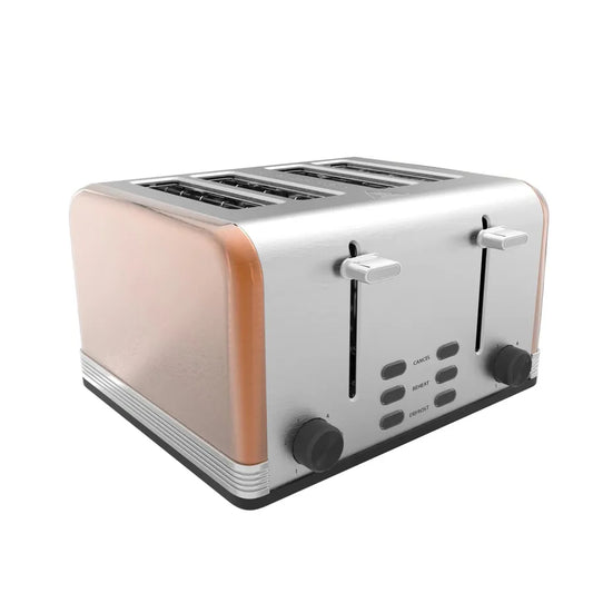 KTX-485459 4-Slice Retro Electric Toaster with LED Display and Stainless Steel Finish