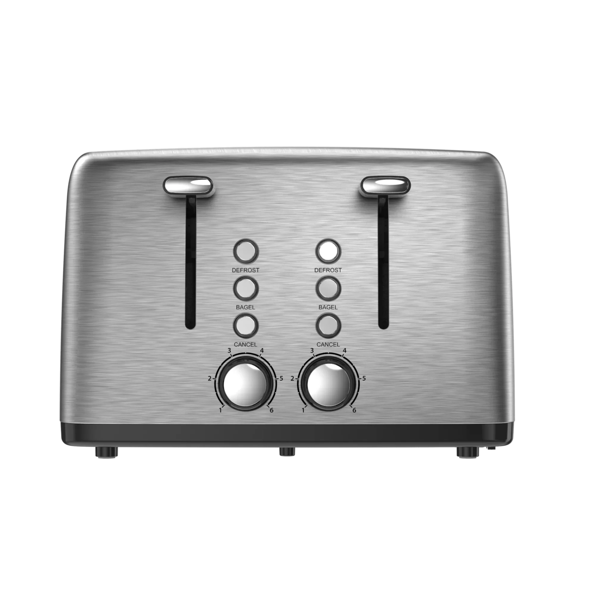 KTX-599571 4-Slice Wide Slot Stainless Steel Toaster with Red Indicator Light and Multi-Function Capability