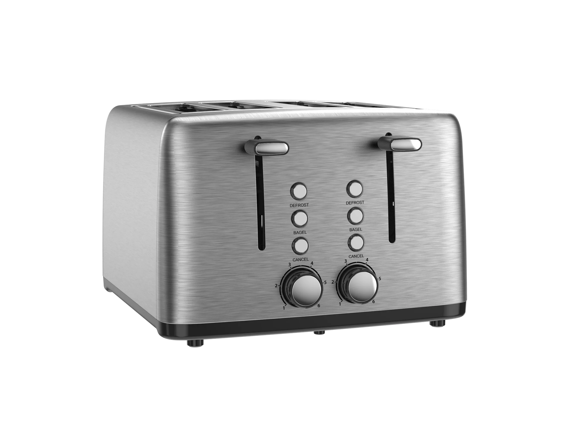KTX-599571 4-Slice Wide Slot Stainless Steel Toaster with Red Indicator Light and Multi-Function Capability
