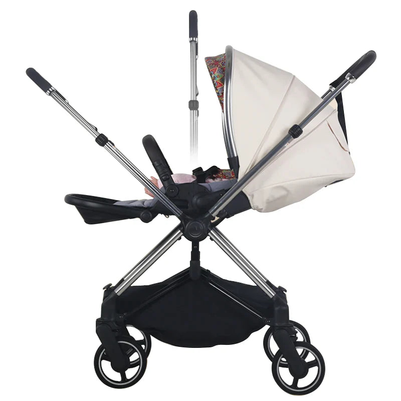 KTX-367187 Folding Baby Stroller with Aluminium Frame and 360-Degree Wheels for Newborns - Two-Way Carriage