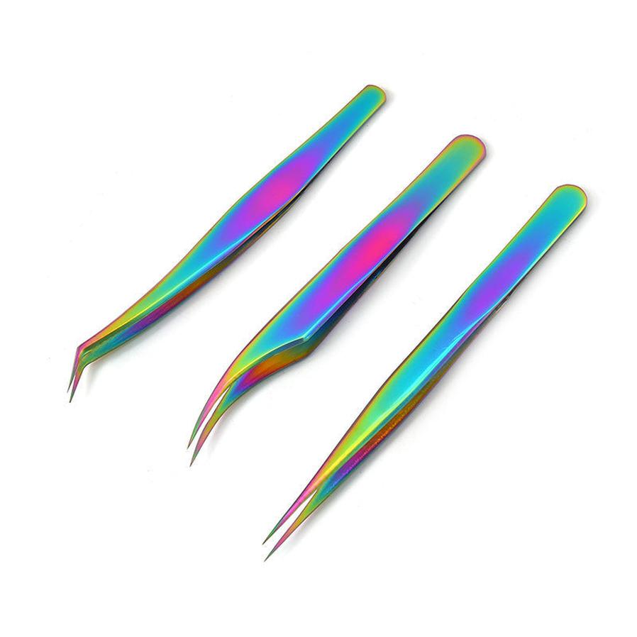 JMT-712394 Elegant Stainless Steel Eyelash Tweezers Curler Set - 3 Unique Clips