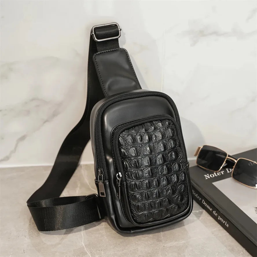 KTX-517203 Casual Crossbody Chest Bag in Ranger Tan Waxed Canvas and Leather Accents