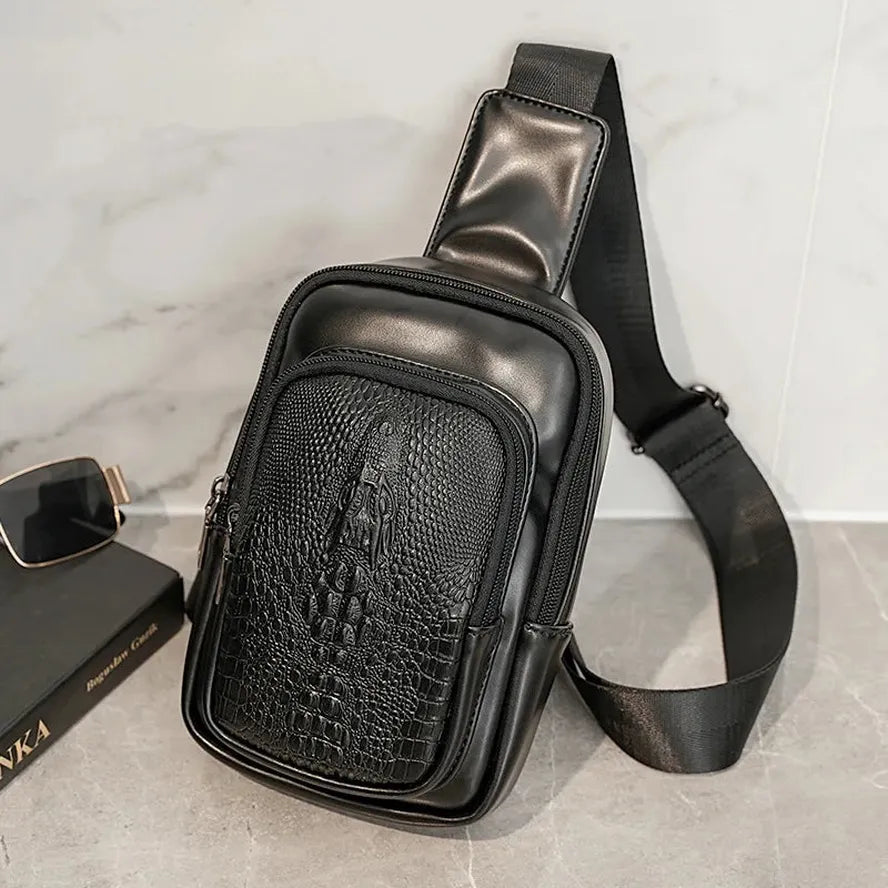 KTX-517203 Casual Crossbody Chest Bag in Ranger Tan Waxed Canvas and Leather Accents