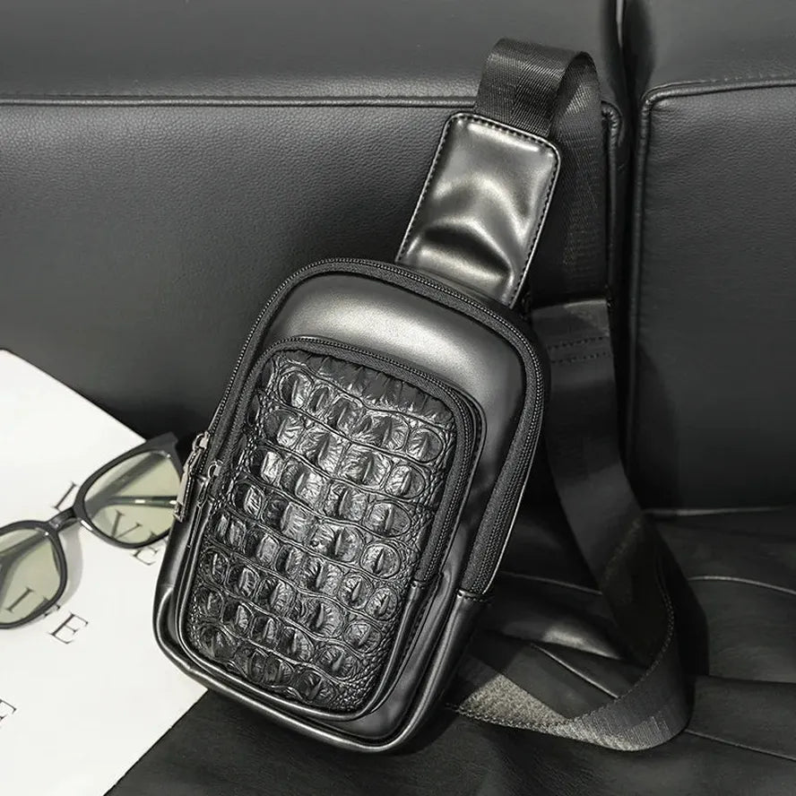 KTX-517203 Casual Crossbody Chest Bag in Ranger Tan Waxed Canvas and Leather Accents