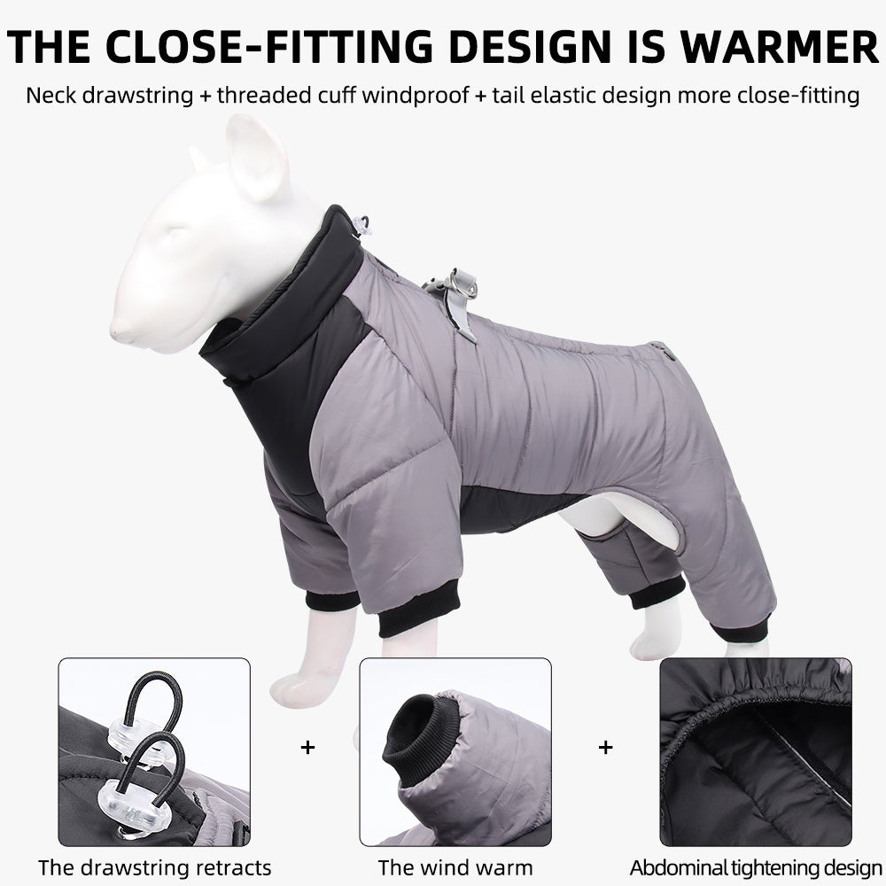 JMT-713866 Winter Thickened Dog Clothing - Casual Four-Legged Outfit in Multiple Colors with Reflective Rope Options