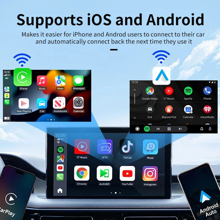 KTX-705939 Wireless Carplay Adapter for Apple Carplay and Android Auto - Converts Wired to Wireless Connection
