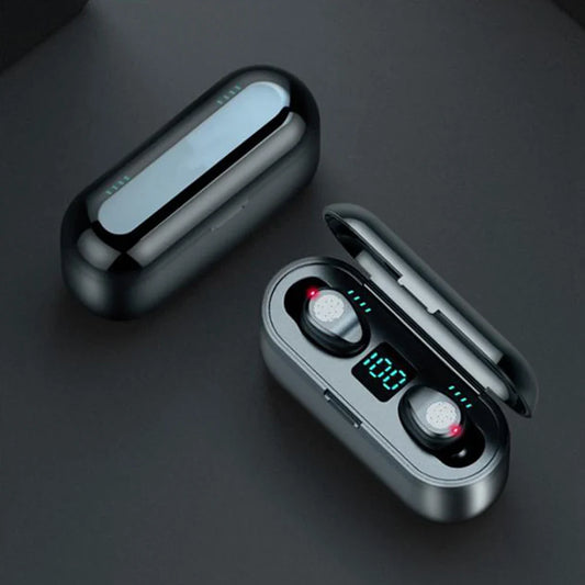 KTX-394323 Wireless Earbuds F9 TWS 5.0 with 2000mAh Charging Case and LED Display for Sports and Gaming
