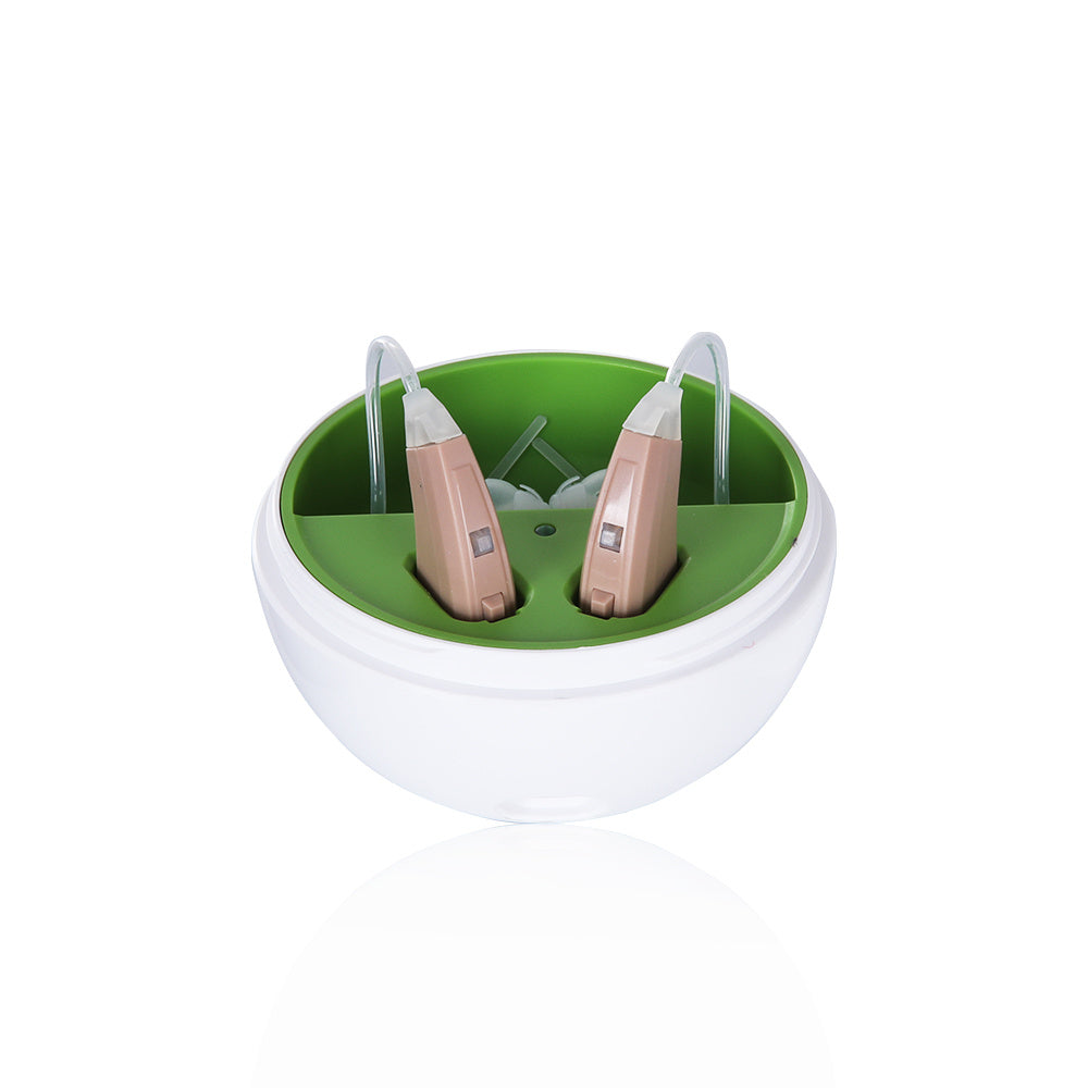 KTX-912531 Rechargeable Hearing Amplifier with Portable Charging Case, 8 Channels, 12 Bands, and Intelligent Noise Cancellation