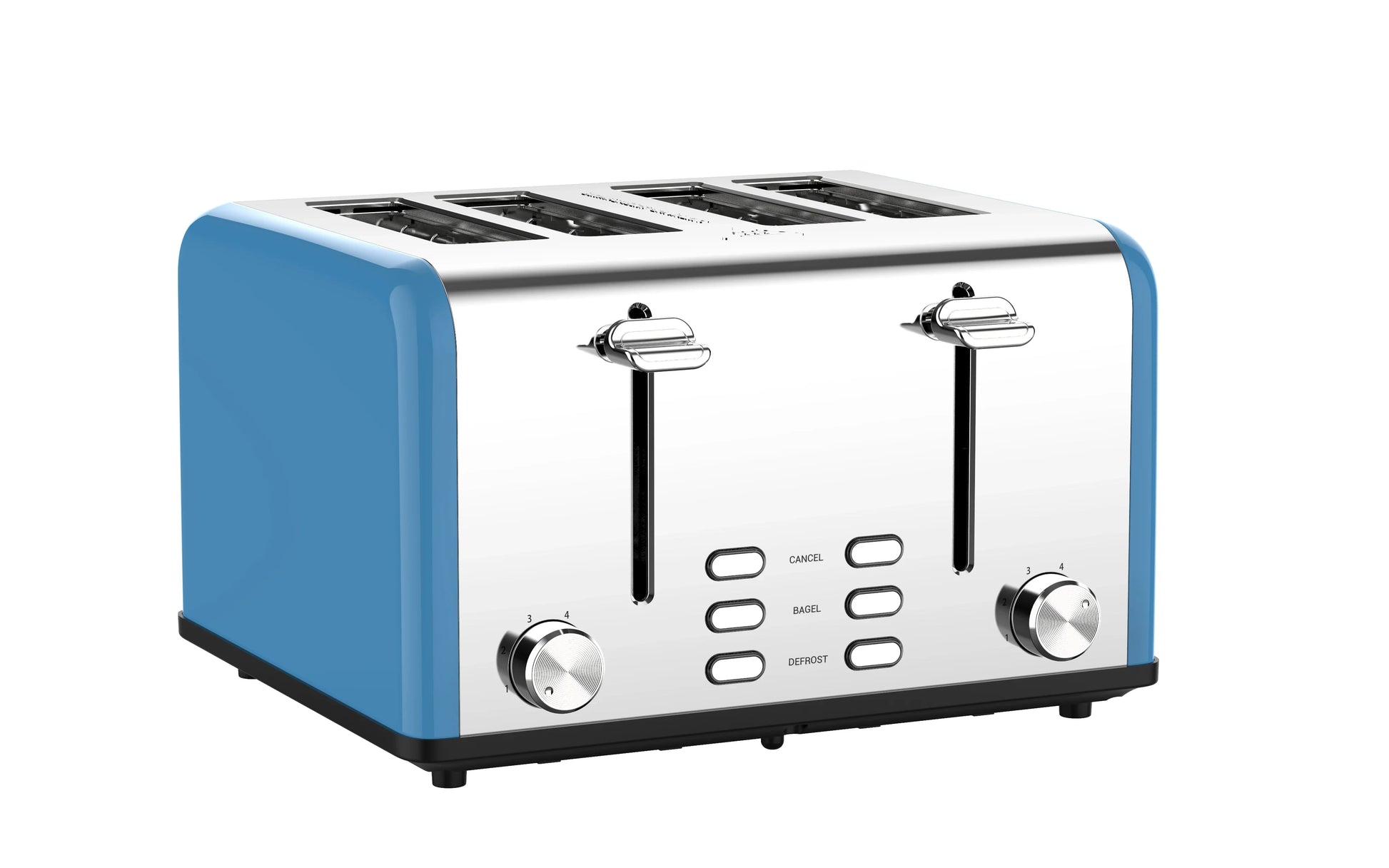KTX-928403 Smart 4-Slice Stainless Steel Toaster with Custom LED Display for Sandwiches and Bread