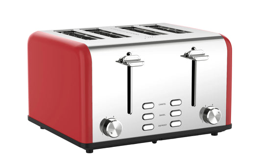 KTX-928403 Smart 4-Slice Stainless Steel Toaster with Custom LED Display for Sandwiches and Bread