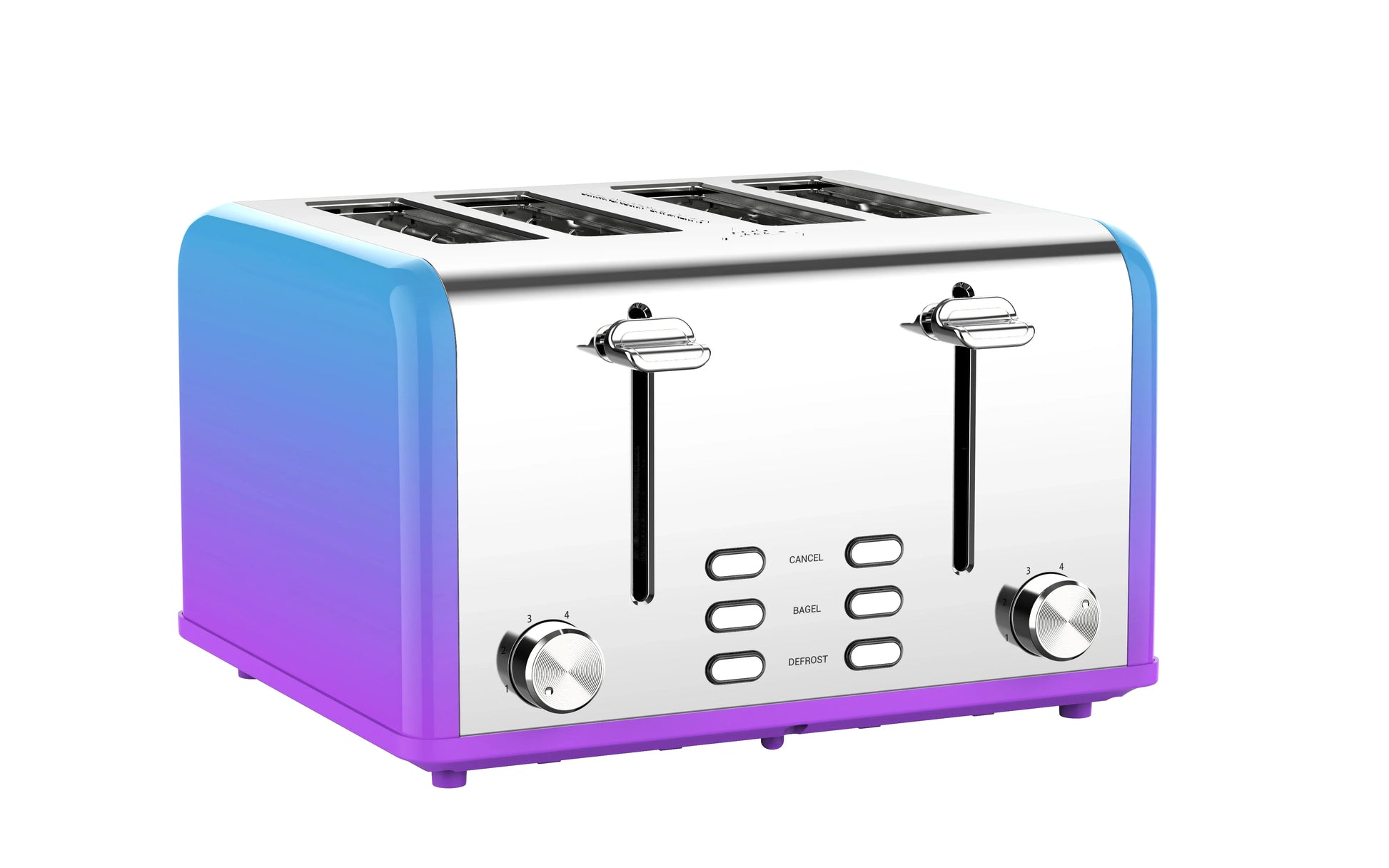 KTX-928403 Smart 4-Slice Stainless Steel Toaster with Custom LED Display for Sandwiches and Bread