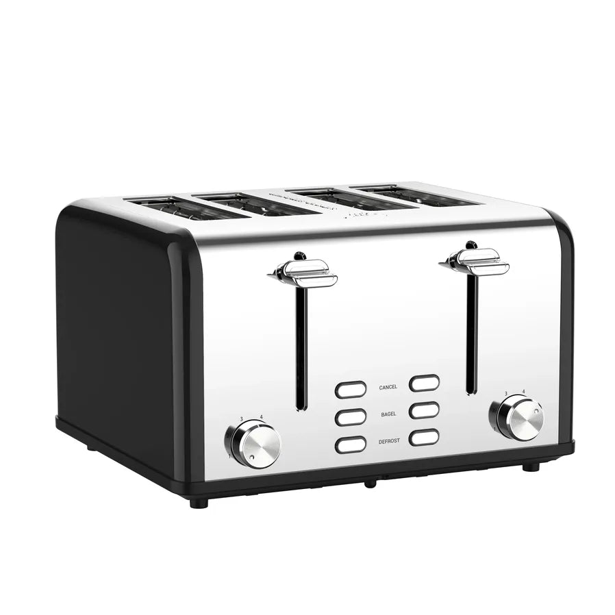 KTX-928403 Smart 4-Slice Stainless Steel Toaster with Custom LED Display for Sandwiches and Bread