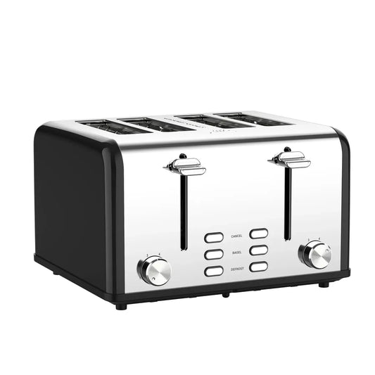 KTX-928403 Smart 4-Slice Stainless Steel Toaster with Custom LED Display for Sandwiches and Bread