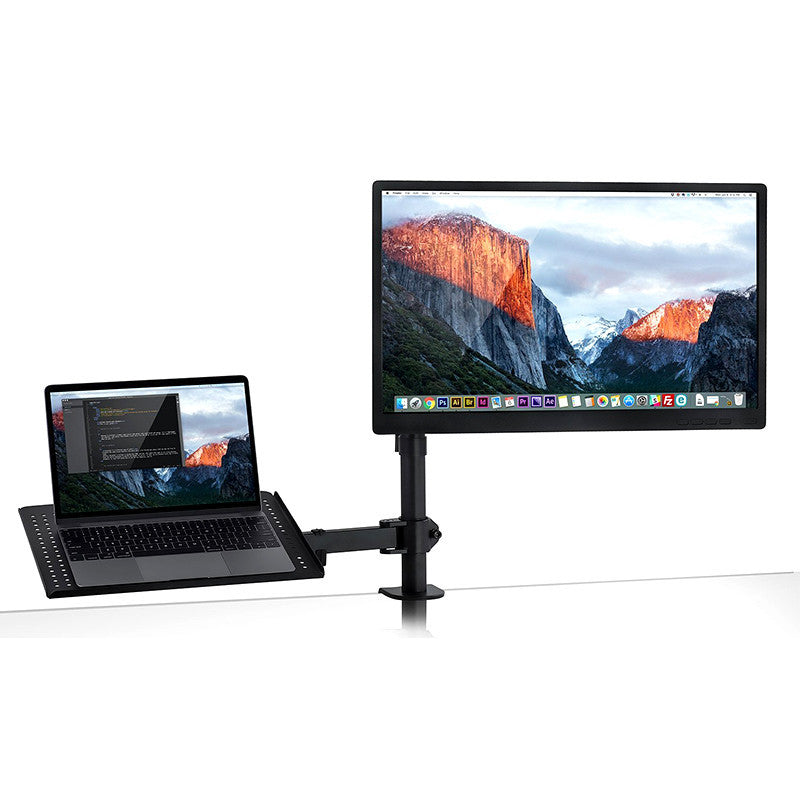 KTX-928211 Multi-Function Dual Screen Monitor Stand for Notebooks and Keyboards - Metal Black Bracket