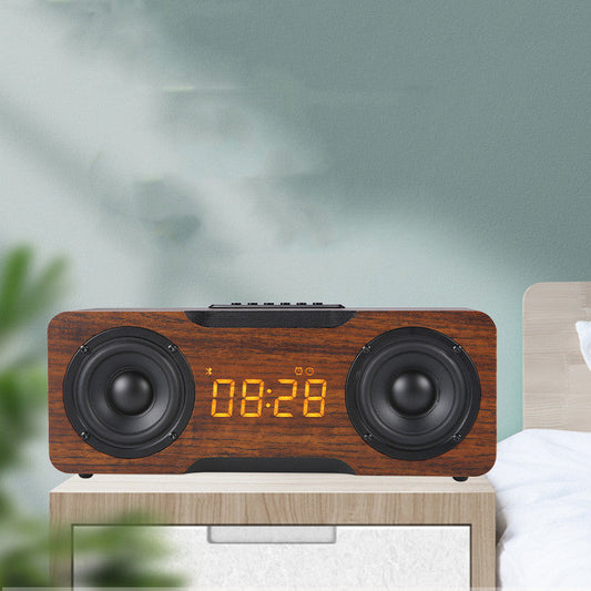 KTX-921235 Wooden Bluetooth Clock Speaker with Digital Display and U Disk/TF Card Support