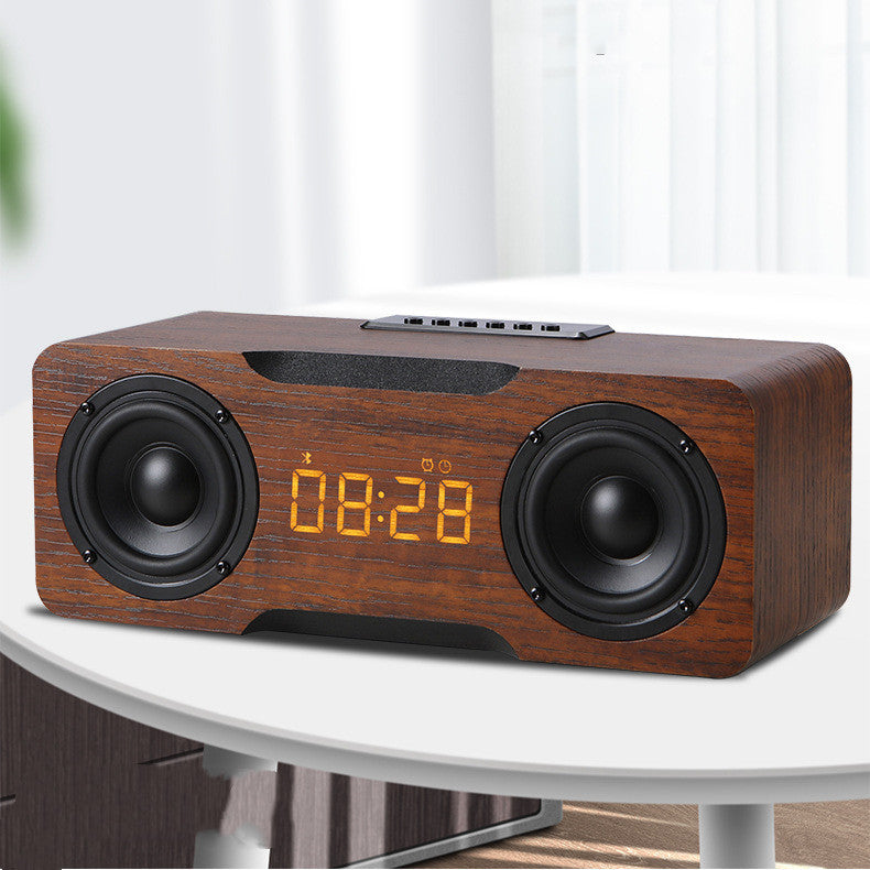 KTX-921235 Wooden Bluetooth Clock Speaker with Digital Display and U Disk/TF Card Support