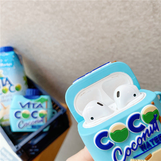 KTX-524115 Coconut Water Silicone Case for AirPods 1/2 & AirPods Pro 3 with Hook