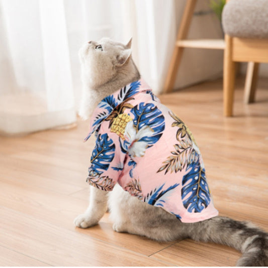 JMT-733130 Cotton Printed T-Shirt for Small and Medium-Sized Dogs and Cats ¨C Soft Polyester in Blue and White
