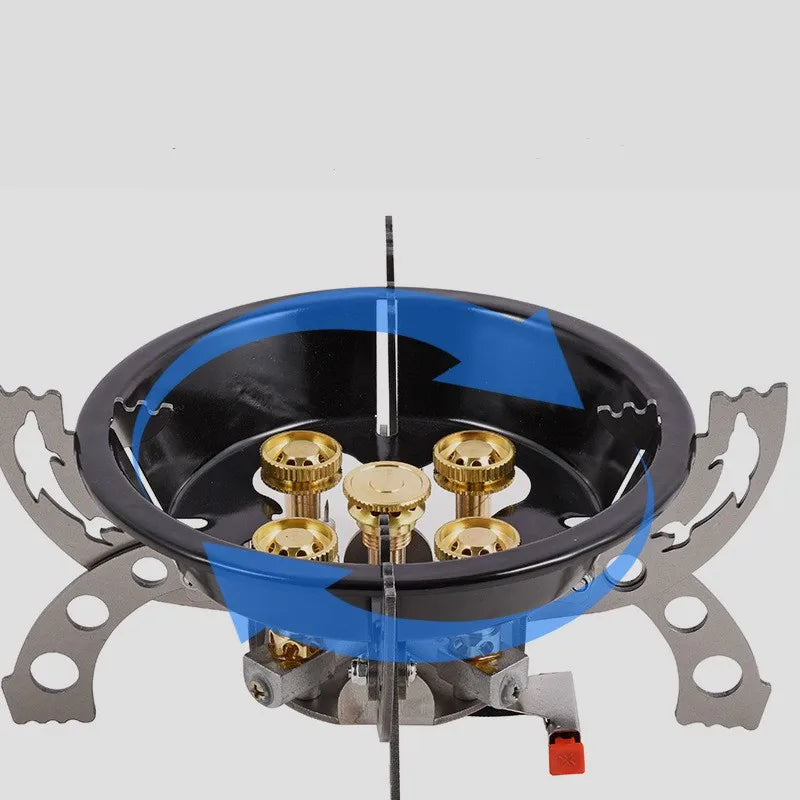 KTX-730259 Portable 5-Burner Folding Camping Stove for Butane and Liquefied Petroleum Gas
