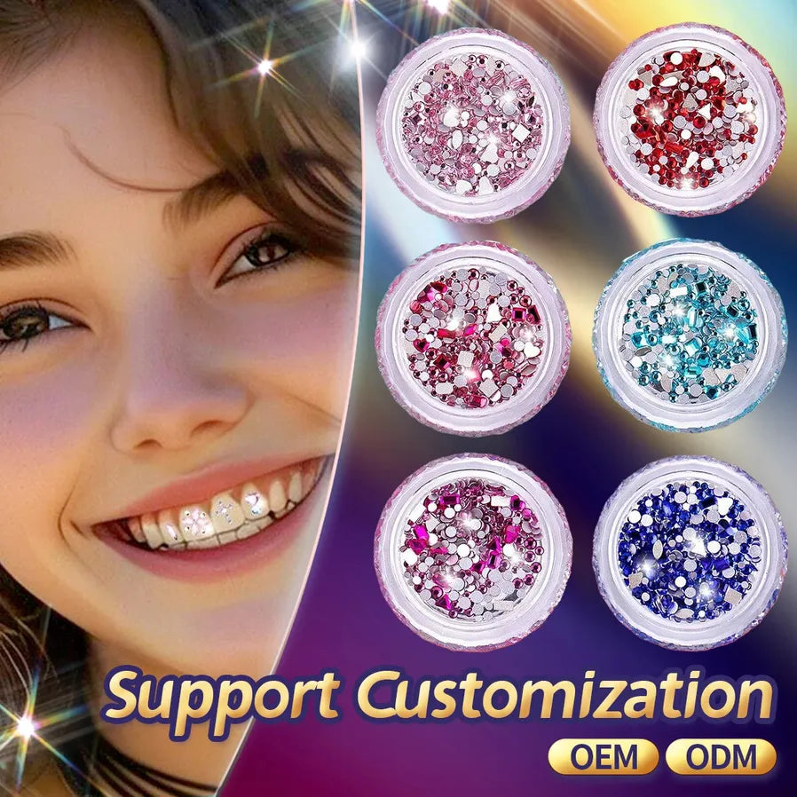 JMT-744074 Radiant Smile 18K Gold Tooth Gems Kit with Shimmering Colors and Shapes