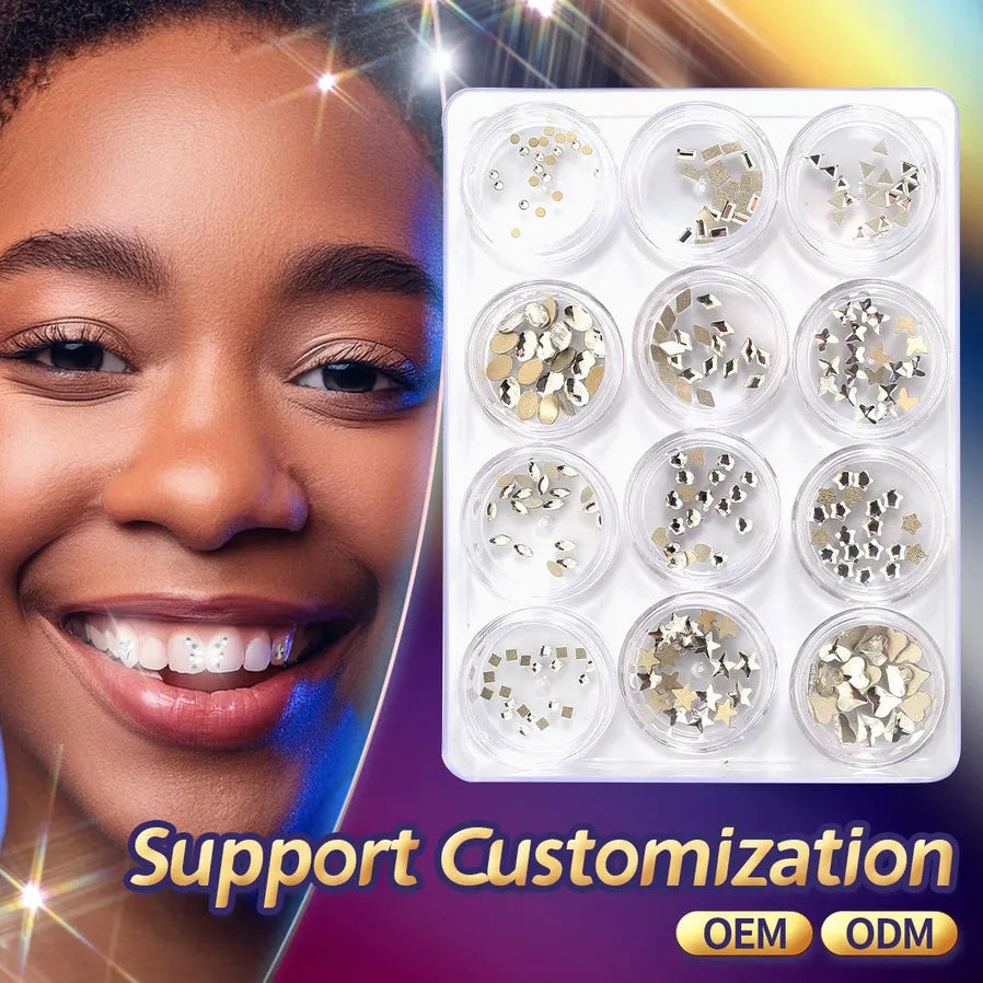 JMT-744074 Radiant Smile 18K Gold Tooth Gems Kit with Shimmering Colors and Shapes