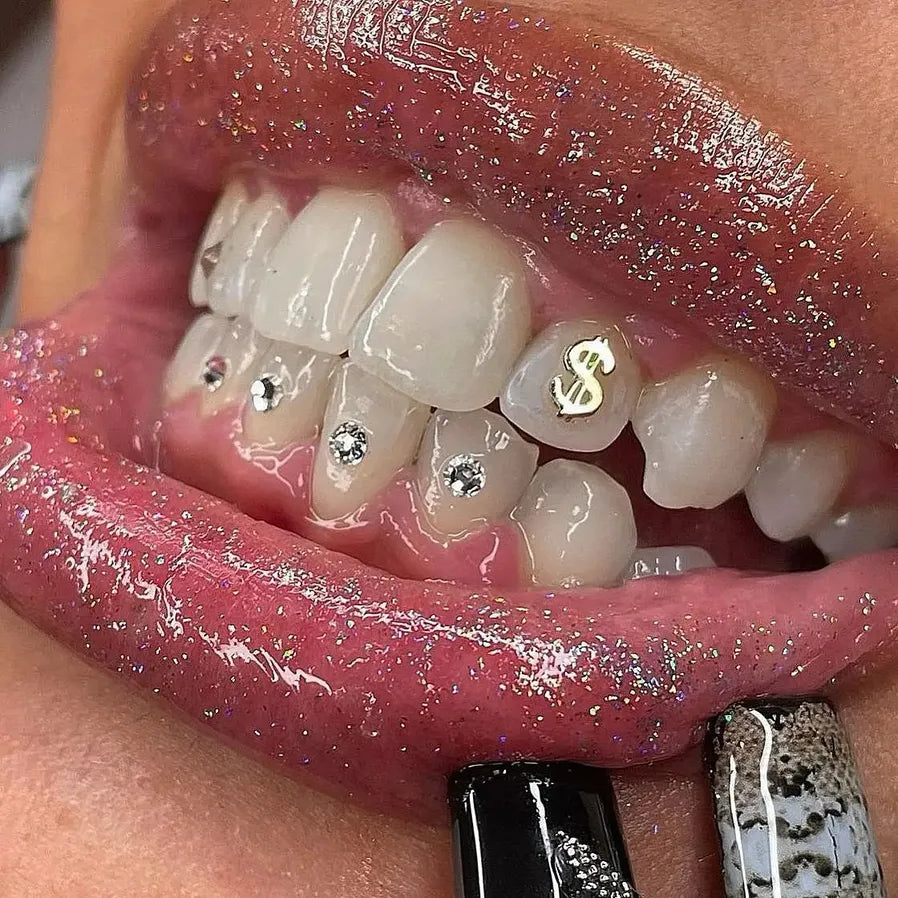 JMT-744074 Radiant Smile 18K Gold Tooth Gems Kit with Shimmering Colors and Shapes