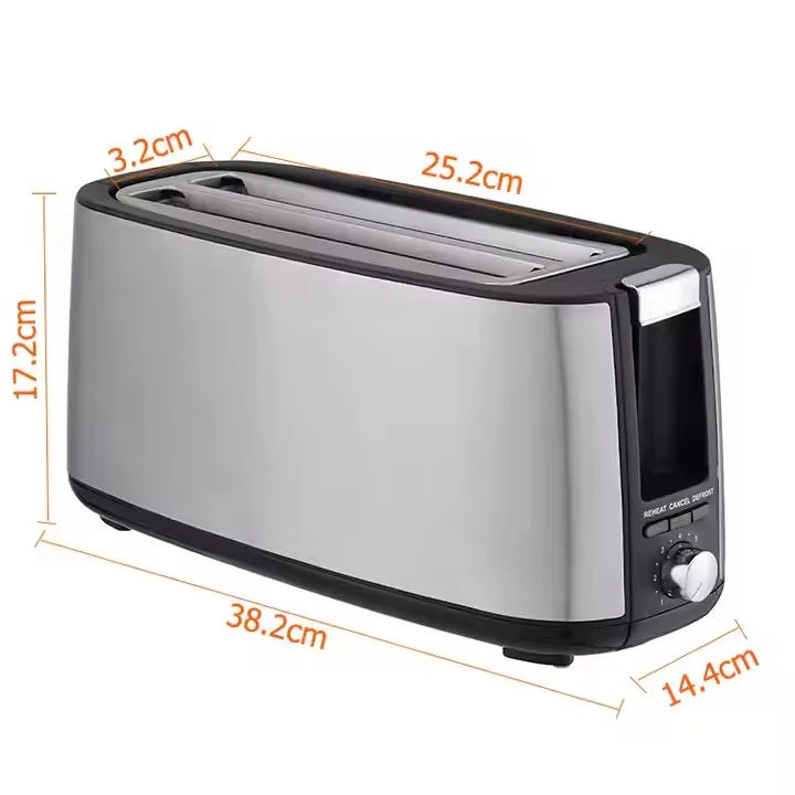 KTX-566803 1400W Long Slot Retro Toaster - Fits Anywhere, 2 Slice Bread Toaster
