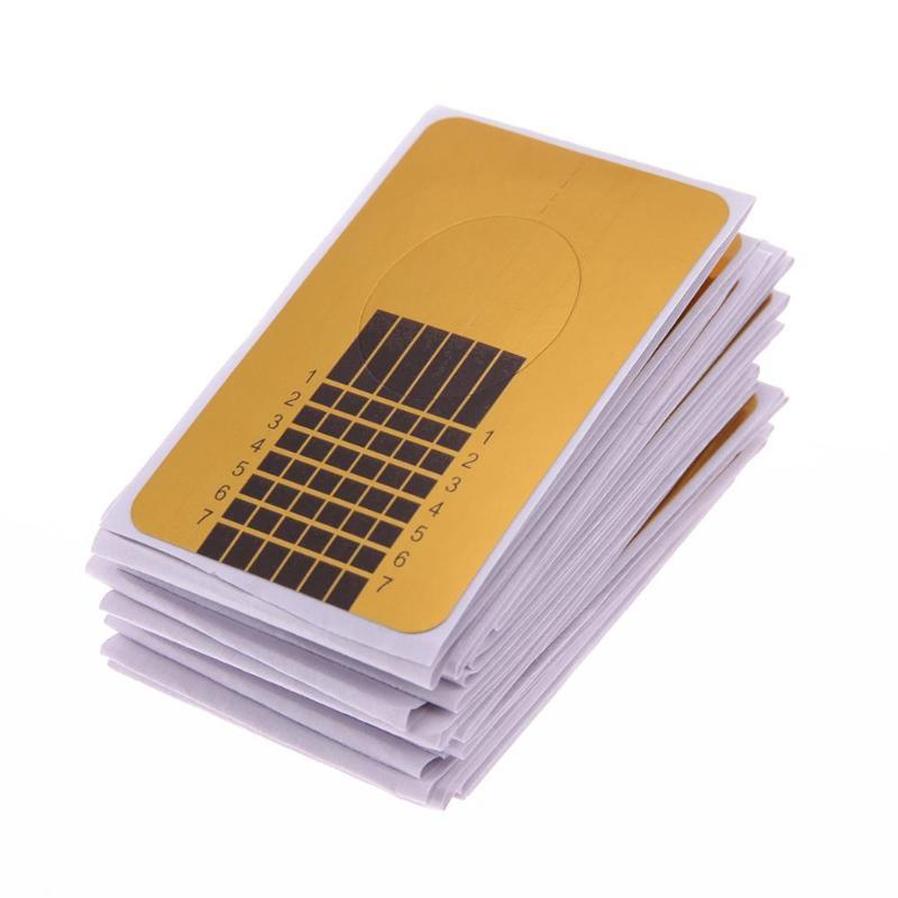 JMT-745162 Golden French Nail Form Tips - 50/100pcs Horseshoe & Rectangle Nail Extension Art Tools