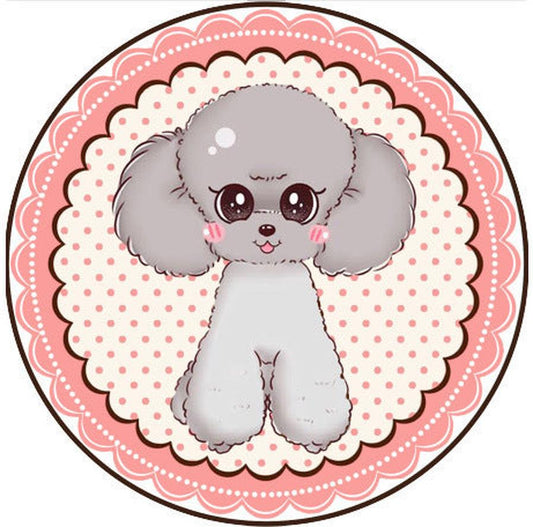 JMT-746314 Cartoon Dog Carpet for All Seasons - Non-Slip Round Pet Mat in Two Sizes