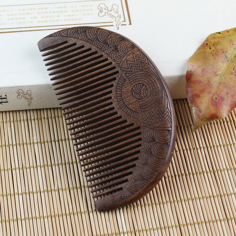 KTX-943891 Portable Gold Sandalwood Comb for Teeth Care - 10.5cm x 5.6cm x 1.3cm