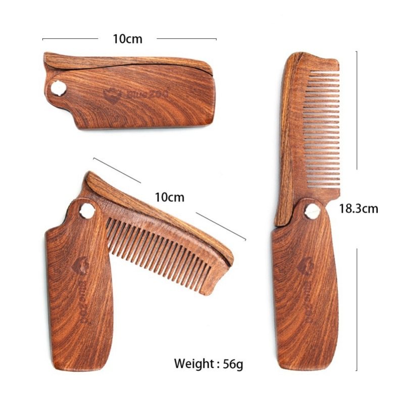 KTX-975507 Folding Comb with PU Leather Carrying Case for Hair and Beard Care
