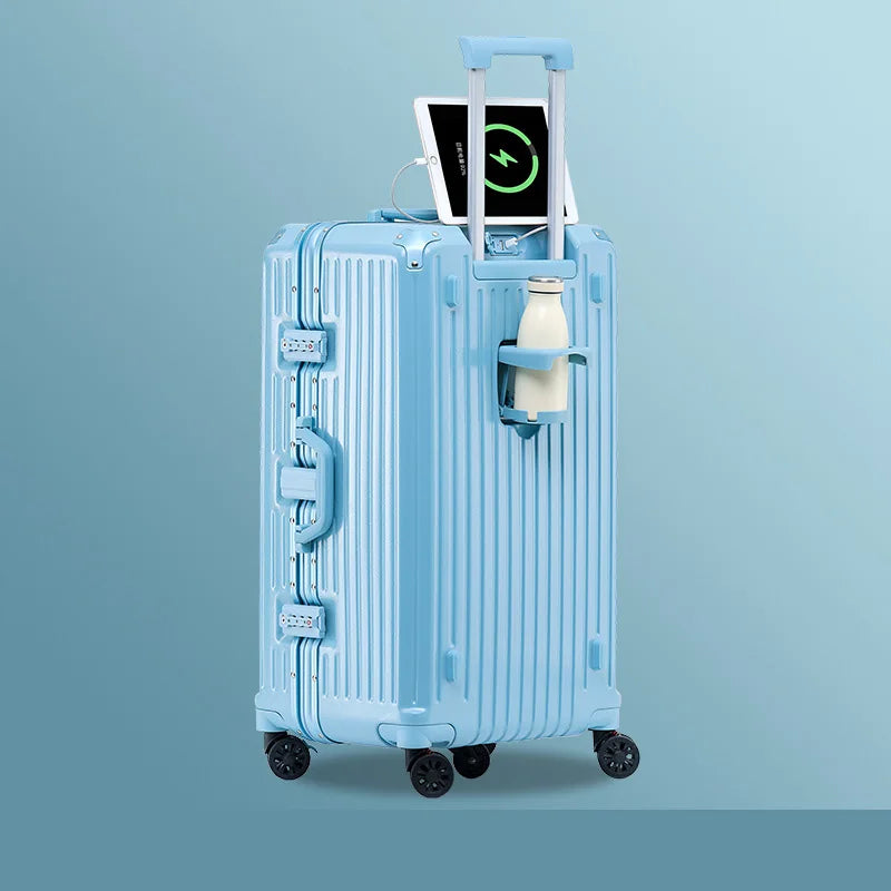 KTX-619475 Durable Water-Resistant Trolley Luggage with Cup Holder Hook
