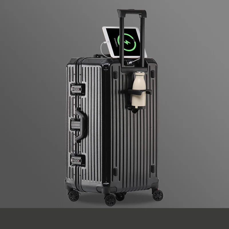 KTX-619475 Durable Water-Resistant Trolley Luggage with Cup Holder Hook