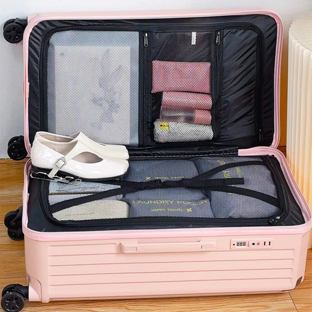 KTX-619475 Durable Water-Resistant Trolley Luggage with Cup Holder Hook