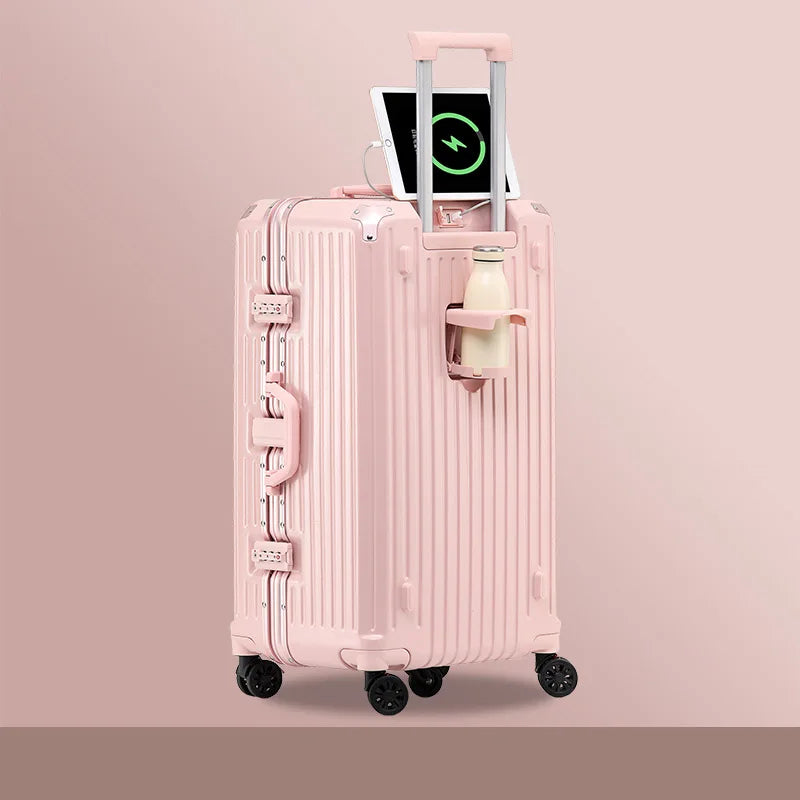 KTX-619475 Durable Water-Resistant Trolley Luggage with Cup Holder Hook