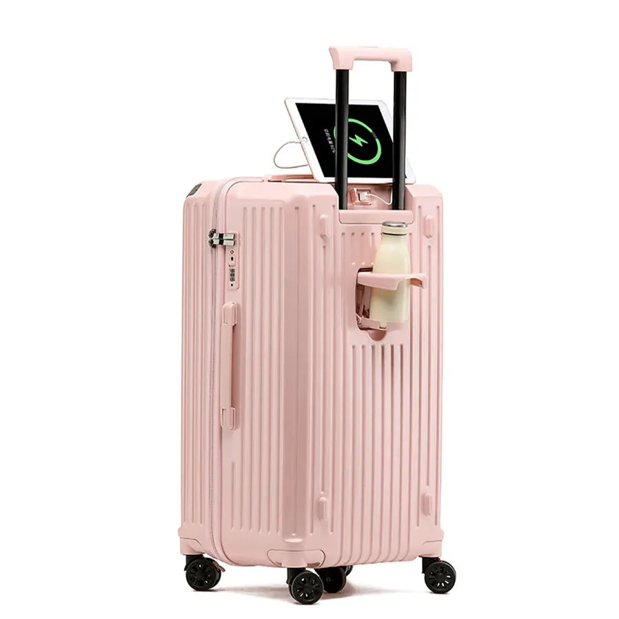 KTX-619475 Durable Water-Resistant Trolley Luggage with Cup Holder Hook